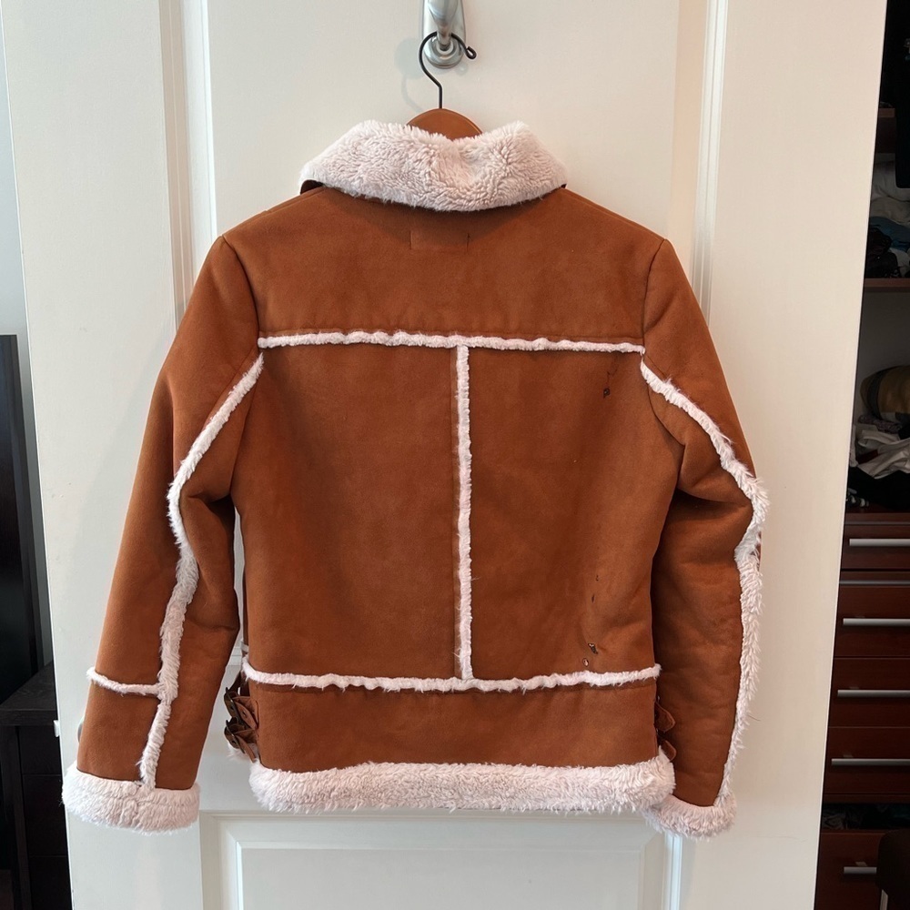 Halogen Tan Faux Shearling Moto Jacket - Picture 5 of 16